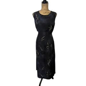 Jessica Holbrook Elegant Black Floral Sleeveless Midi Dress Size Large